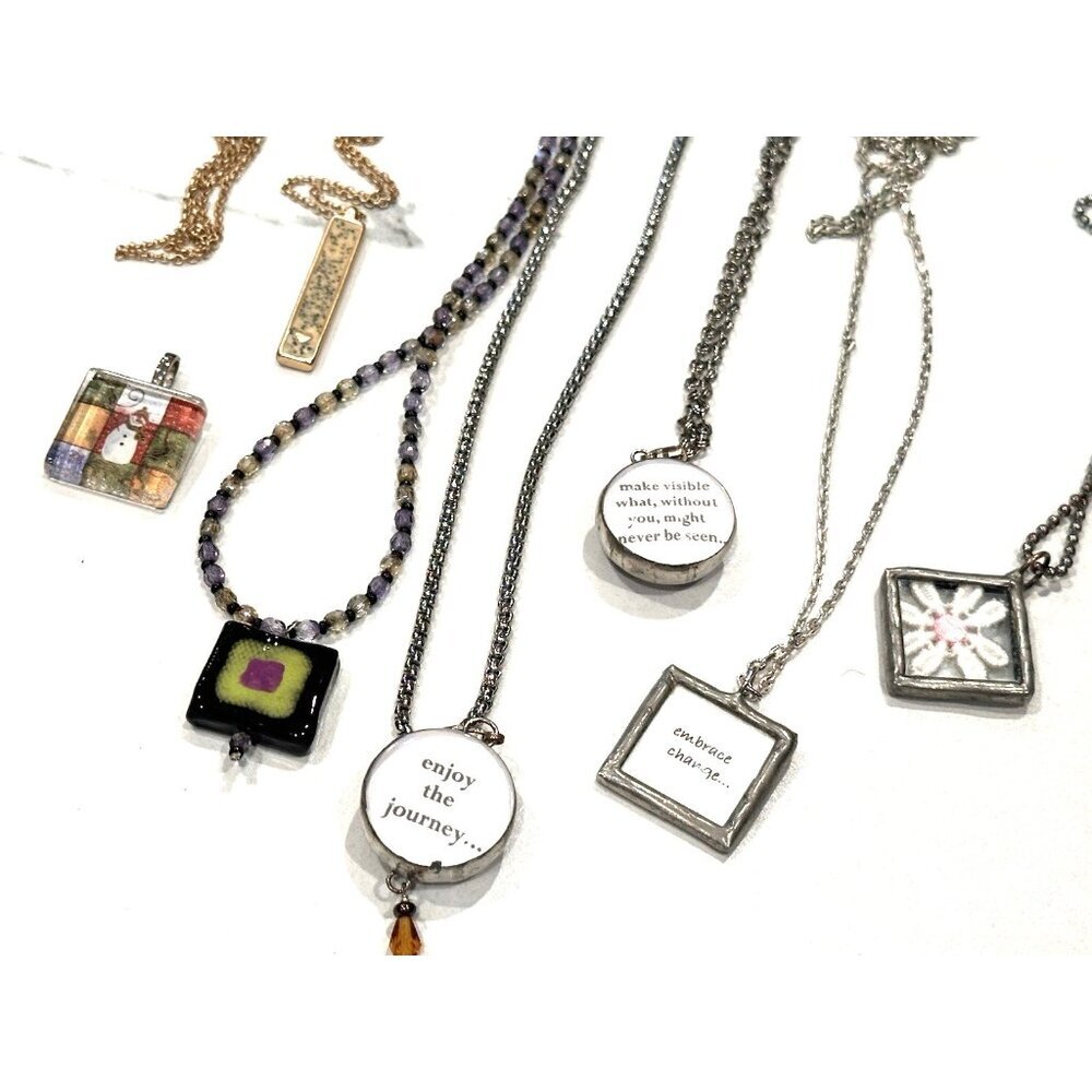 CONTEMPORARY INSPIRATIONAL PENDANTS GLASS BUBBLE CHARMS CHAIN NECKLACES LOT LN - Picture 3 of 4